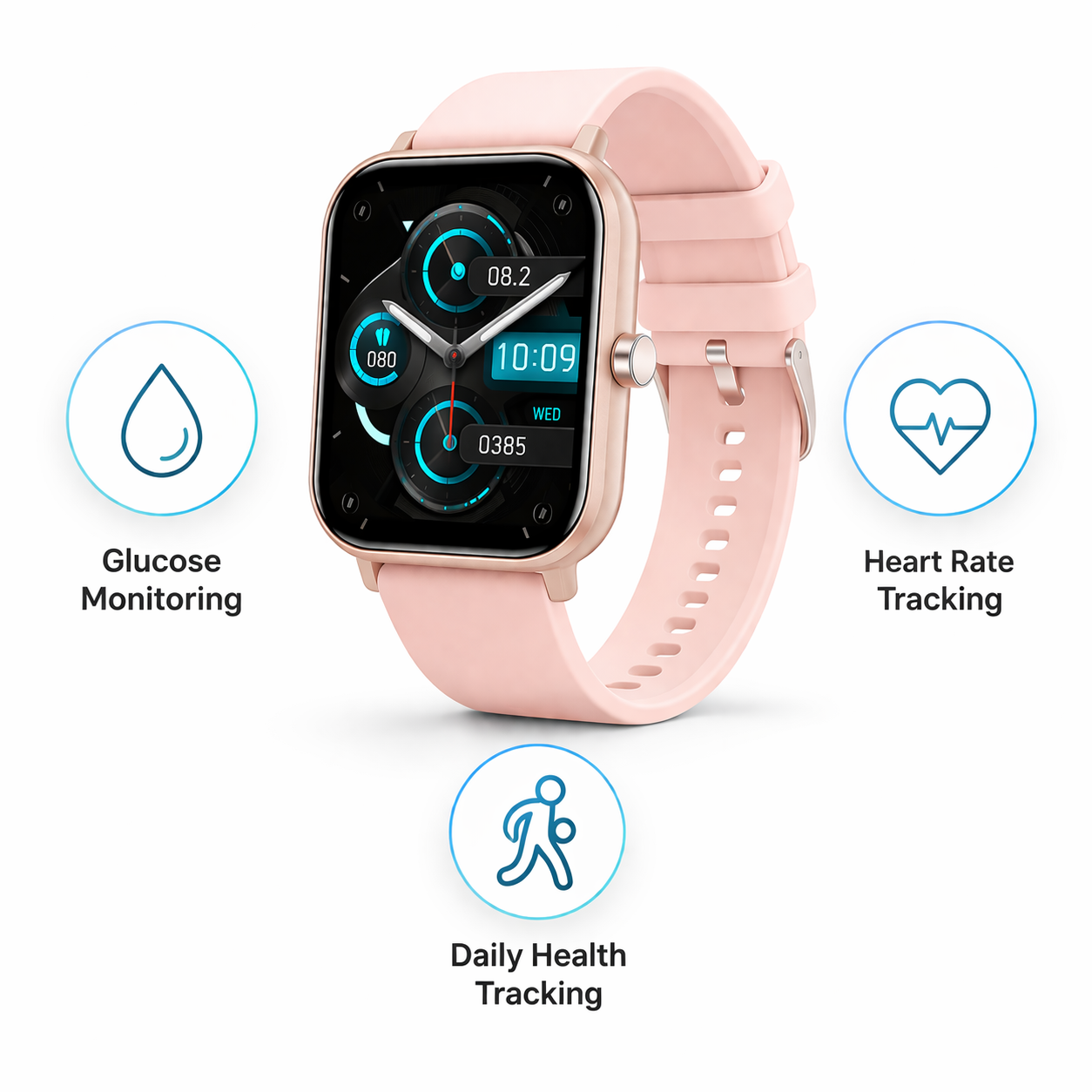 Glucose smartwatch | Gezondheid, hartslag | Smartwatch functies